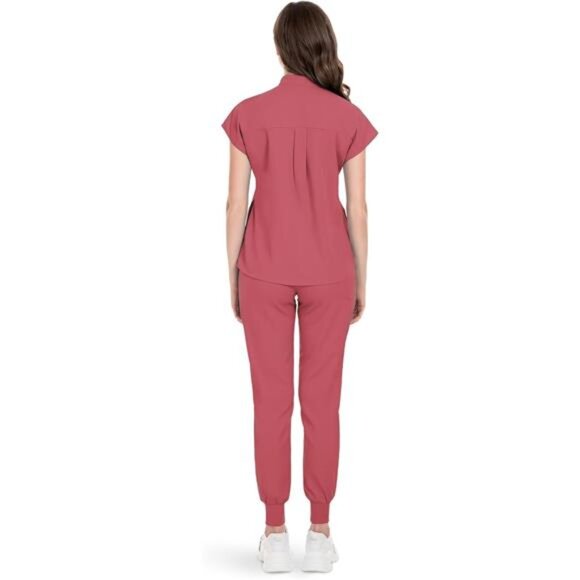 Scrubs Set for Women Nurse Uniform Jogger Suit Stretch Top & Pants - Picture 3 of 7